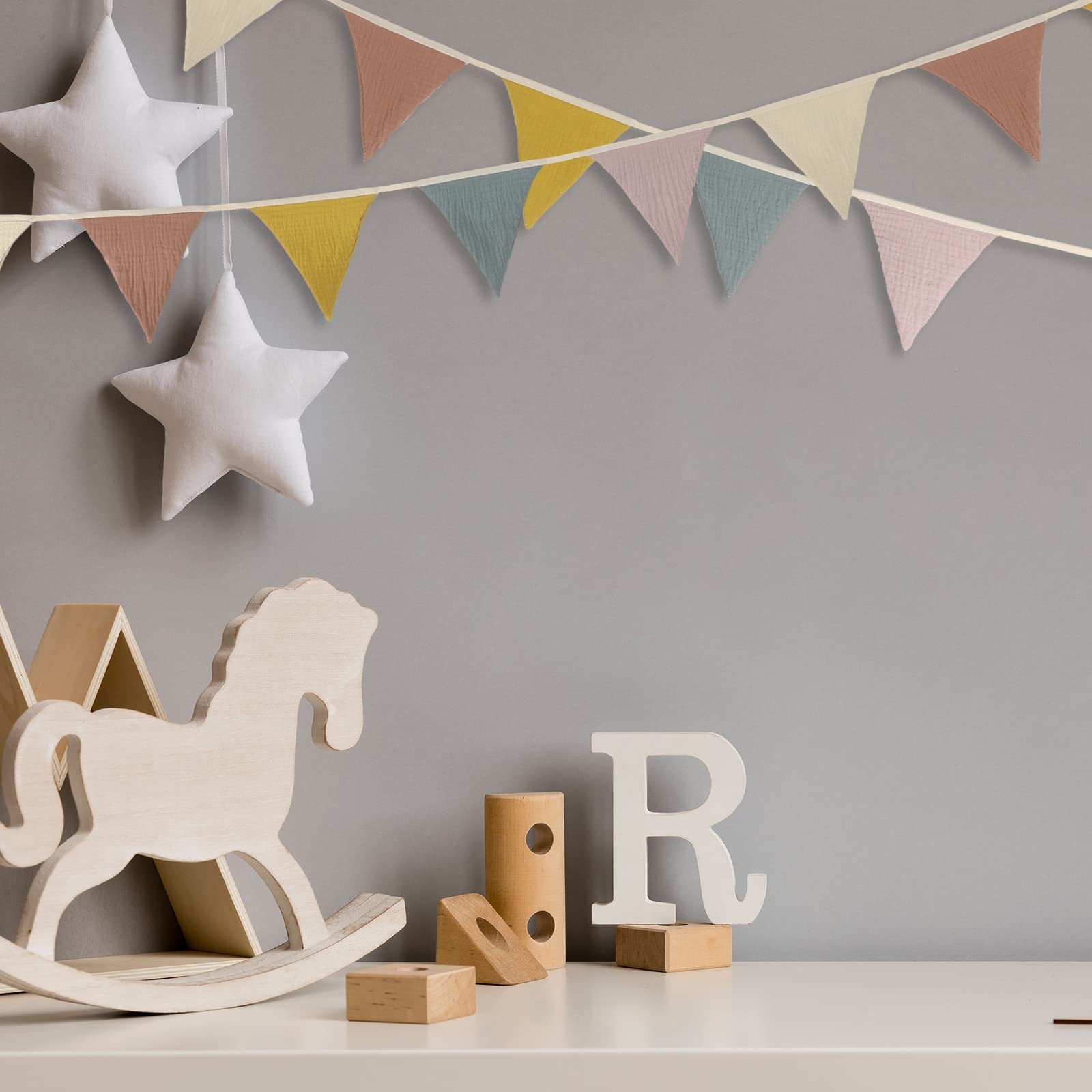 Oudain 15.5 ft Pennant Banner Flags, 2 Pcs Nursery Garland Triangle Bunting Flag Baby Banner for Nursery Decor Baby Birthday Boho Wedding Shower Party Event, Each 7.75 ft(Rainbow Color) | Amazon (US)