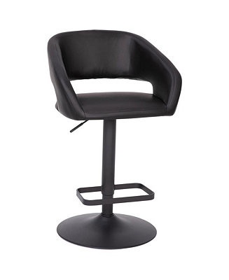 Shae Contemporary Upholstered Adjustable Height Barstool With Rounded, Cutout Mid-Back And Pedest... | Macy's