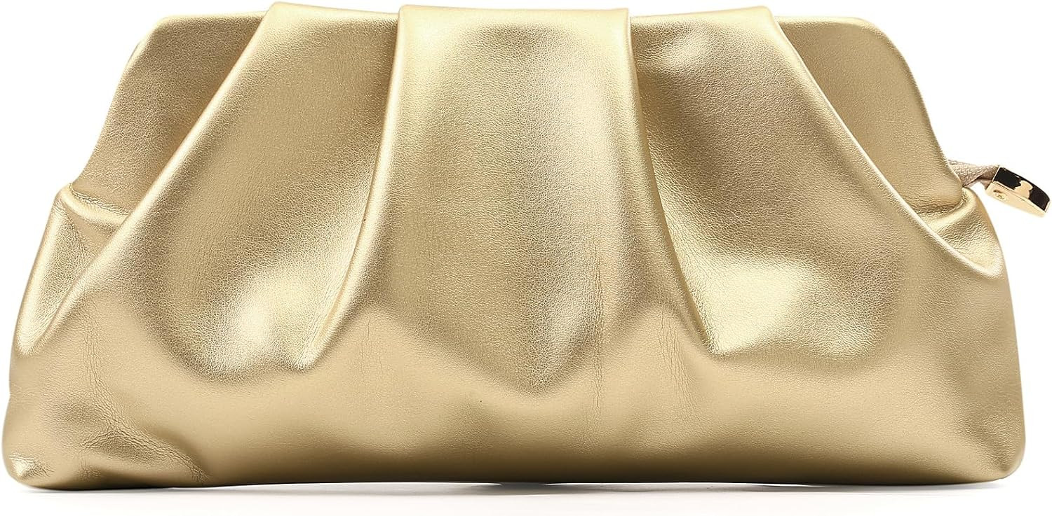Evening Bag for Women Ruched Clutch Purse Detachable Metal Chain Crossbody Bag | Amazon (US)