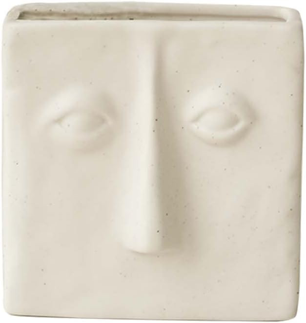 WENSHUO Abstract Square Face Pen Holder, Modern and Minimalistic Desk Accessories, Matte Crème | Amazon (US)