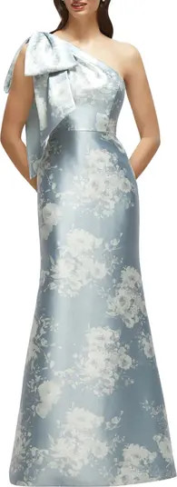 Bow Shoulder Satin Twill Mermaid Gown | Nordstrom