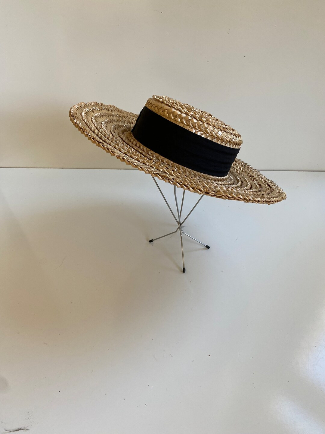 Vintage 1930s 40s Straw Cartwheel Hat Boater Hat - Etsy | Etsy (US)