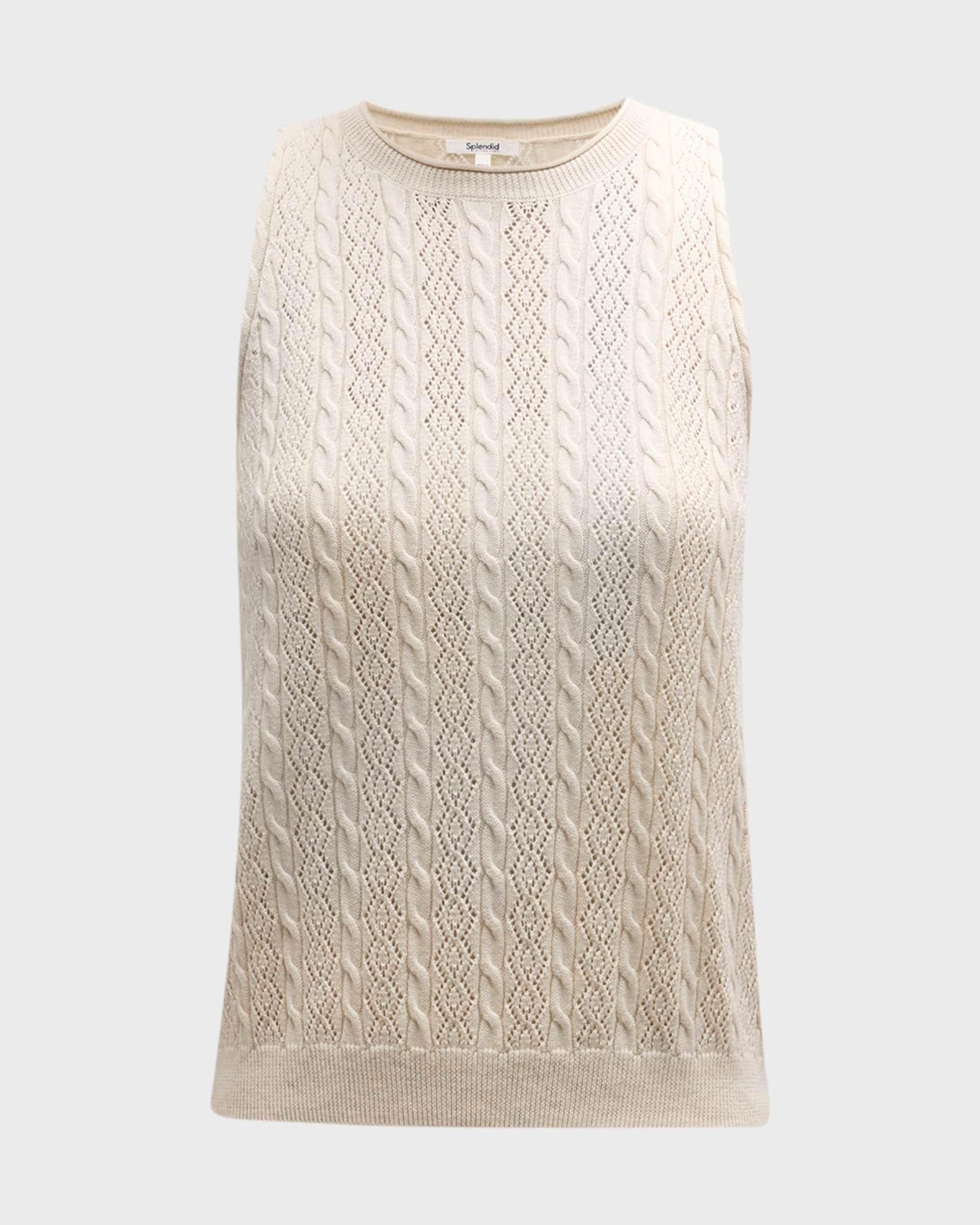 Cosette Cable-Stripe Cotton Crochet Tank Top | Neiman Marcus