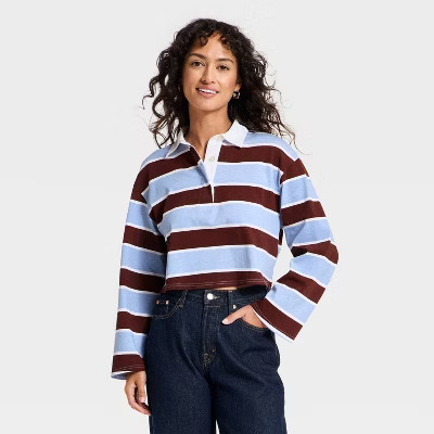 Women's Long Sleeve Button-Down Polo T-Shirt - Universal Thread™ | Target