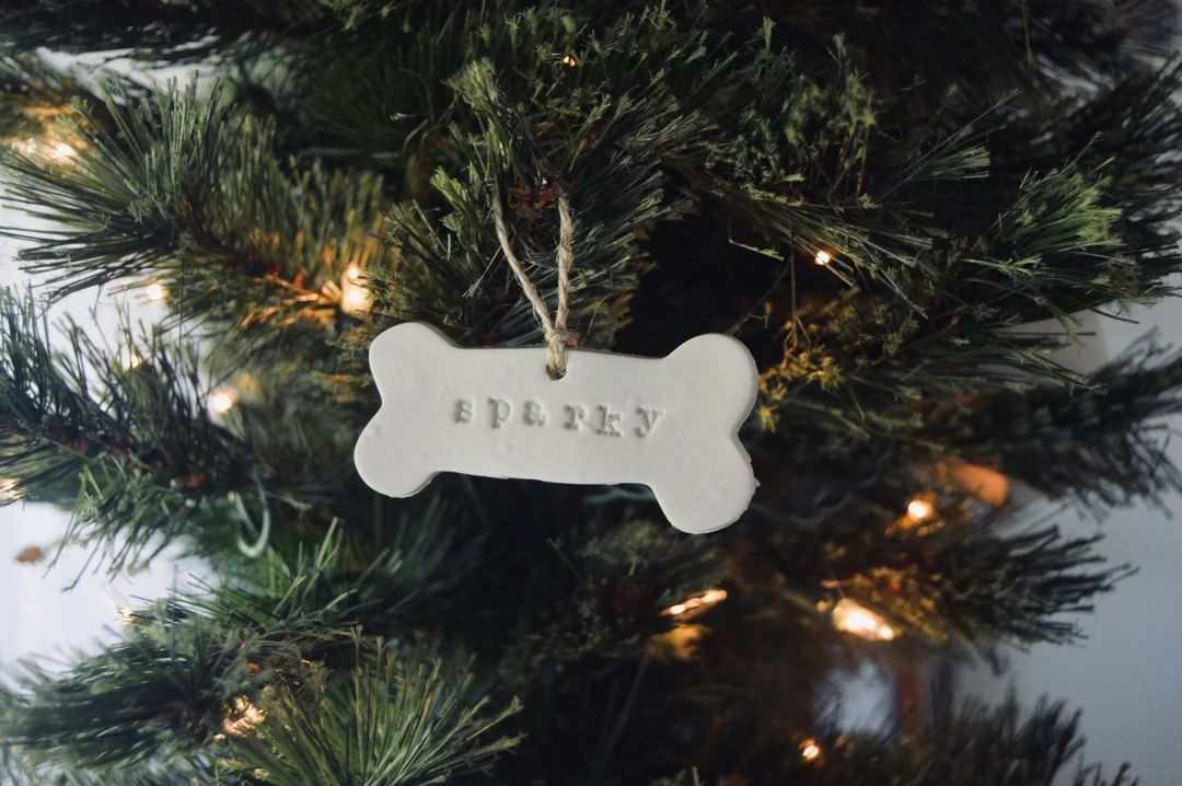 Personalized Dog Name Ornament Pet Name Dog Bone Christmas - Etsy | Etsy (US)