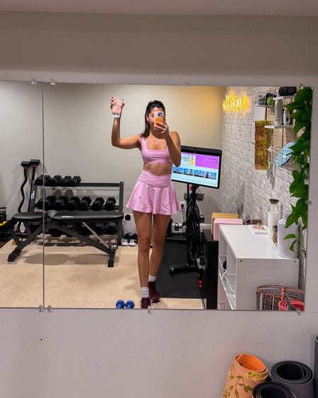 If Elle Woods had a favorite activewear set, I’m pretty sure it would look exactly like this one! Such a fun sporty set for home workouts or tennis 🎾 

#LTKfindsunder100 #LTKfitness #LTKstyletip