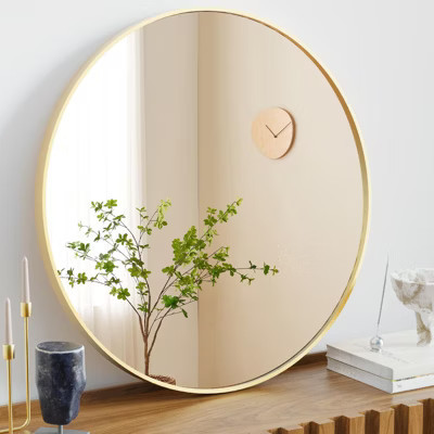 30 Inch Gold Vanity Mirror, Luxury Round Wall Mirror with Tempered Glass, Gold | Target