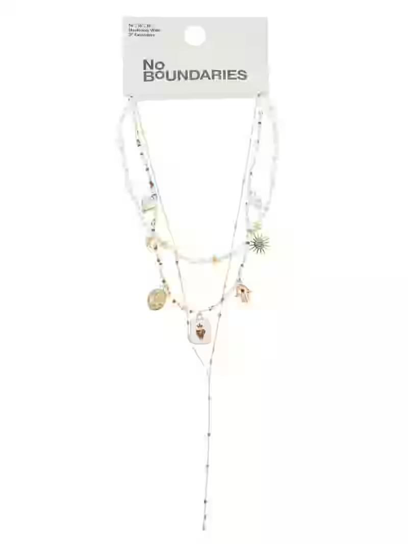 No Boundaries Goldtone Lariat/Charm Necklace Set, 3 Pieces | Walmart (US)