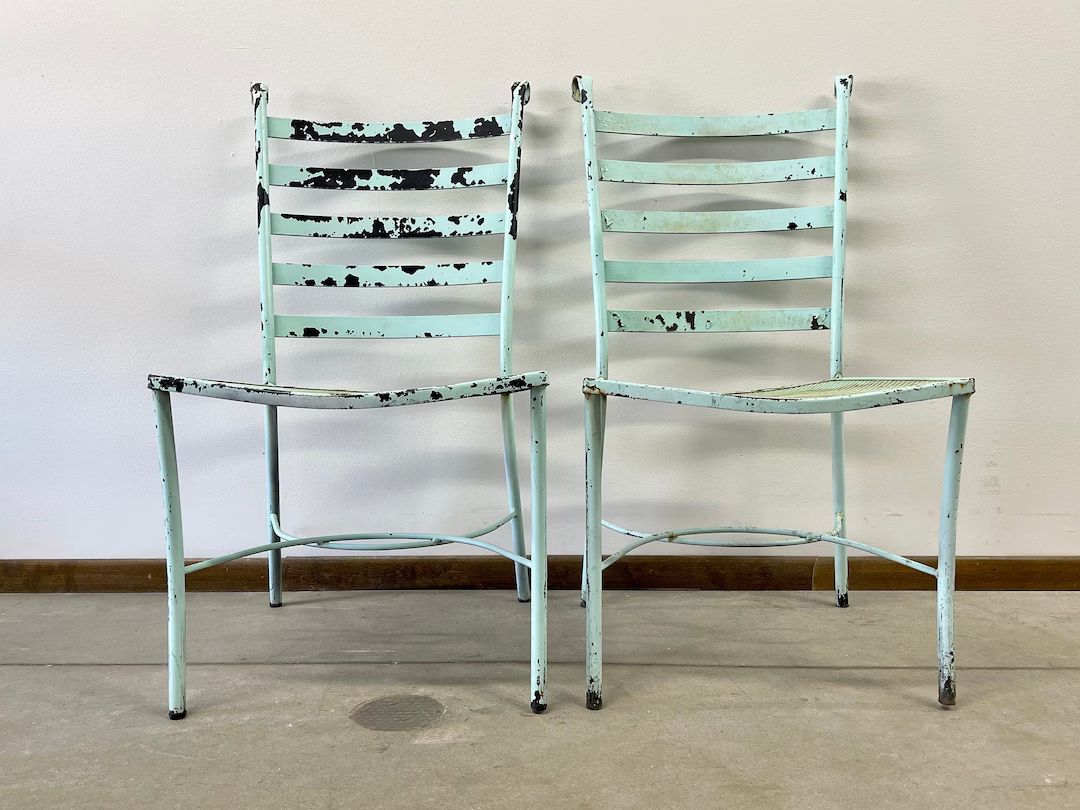 Set of 2 Vintage Metal Chairs Teal Blue Robins Egg Metal Mesh - Etsy | Etsy (US)