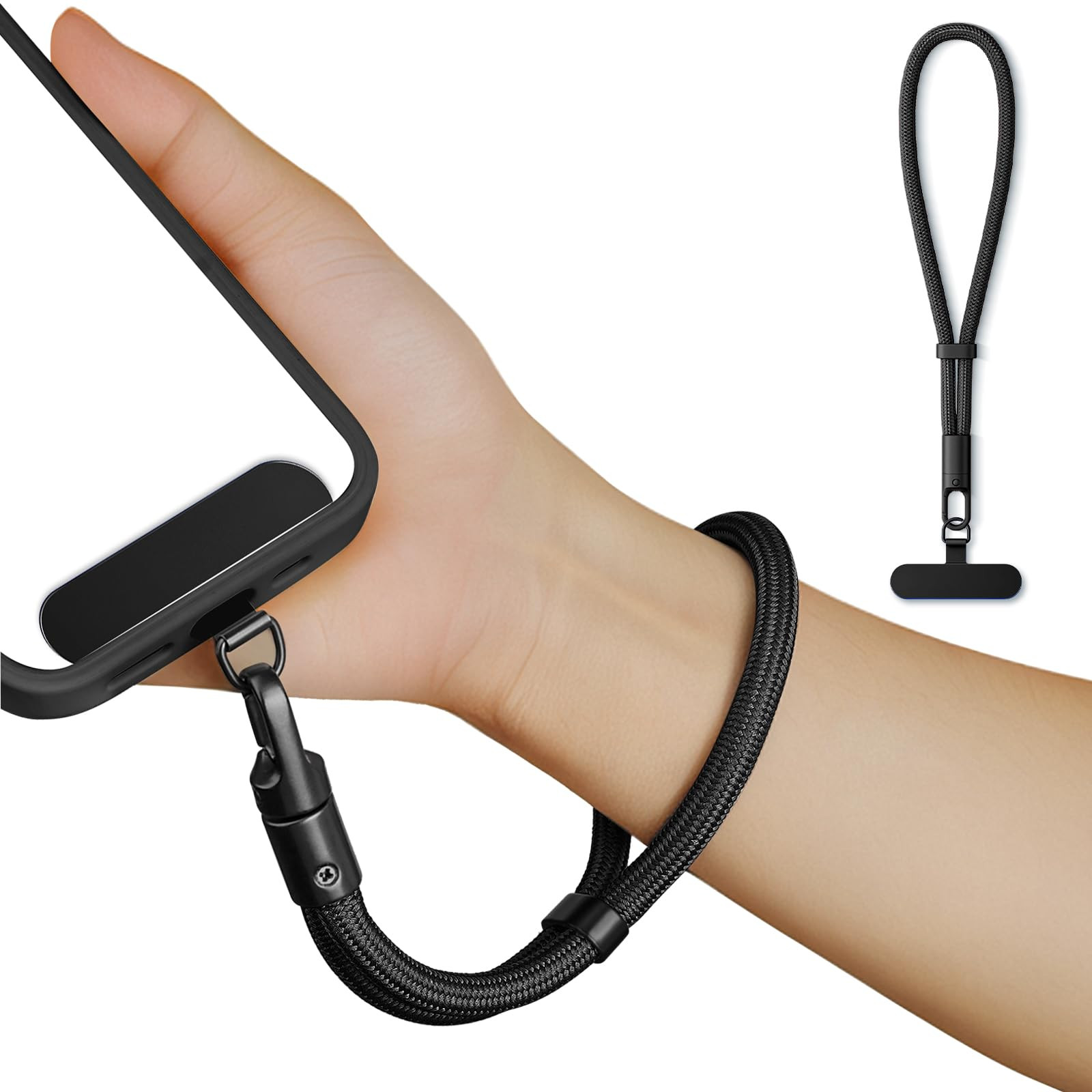 Hand Wrist Strap Lanyard,Universal Cell Phone Multifuctional Patch Lanyards for Women and Men (Black) | Amazon (US)