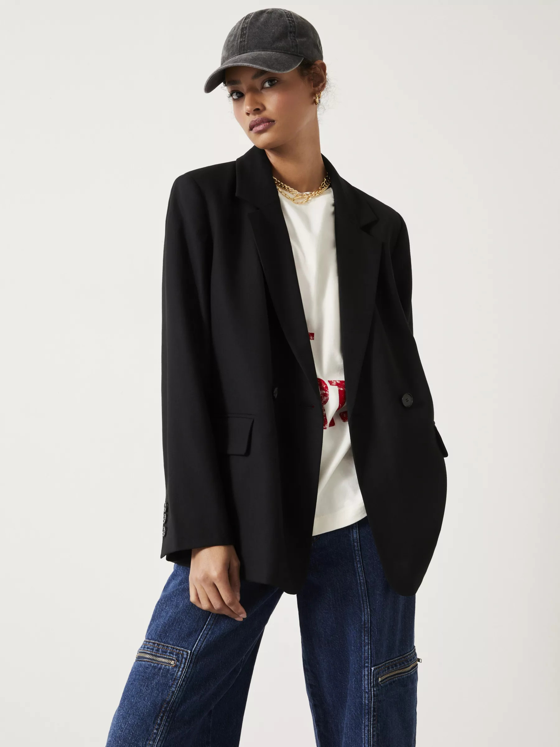 HUSH Double Breasted Blazer, Black | John Lewis (UK)