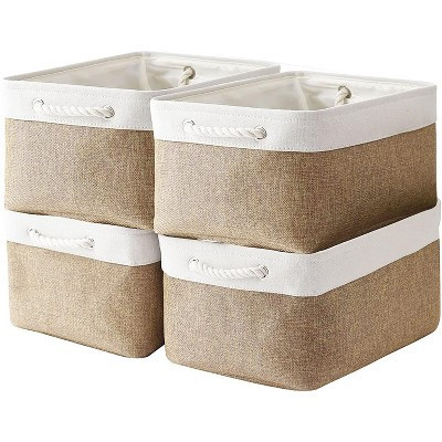 Aoibox Fabric Canvas Storage Bins Organizer Foldable Sturdy Baskets with Handles for Clothes and Home Organization 4 Pack | Target