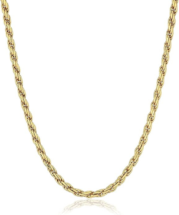 Amazon Essentials Sterling Silver Diamond Cut Rope Chain Necklace | Amazon (US)