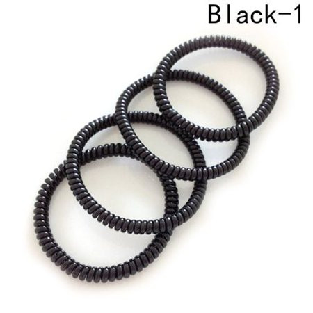 KABOER 3 Pcs Spiral Hair Ties for Women Girls No Crease True Black Coil Hair Bands Solid Telephone C | Walmart (US)