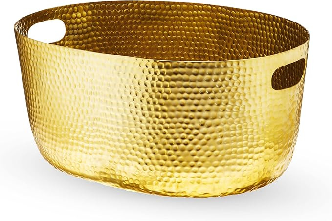 Twine Gold Hammered Tub - Large Drink Beverage Tub Chiller, Wine, Beer & Drink Bucket for Parties... | Amazon (US)