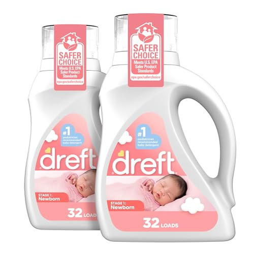 Dreft Newborn Baby Liquid Laundry Detergent, Gentle on Sensitive Skin, HE Compatible, 2 Pack, 32 Loads Each, Baby Laundry Detergent, Newborn Essentials | Amazon (US)