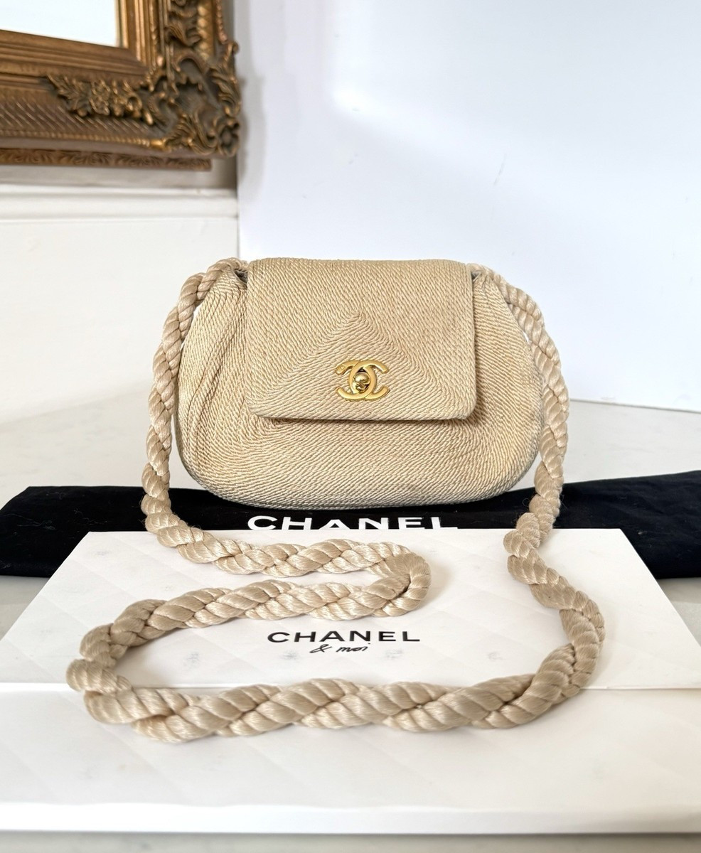 Chanel Raffia Silk 24kt Gold Mini Cross Body Bag Vintage Authentic | eBay UK