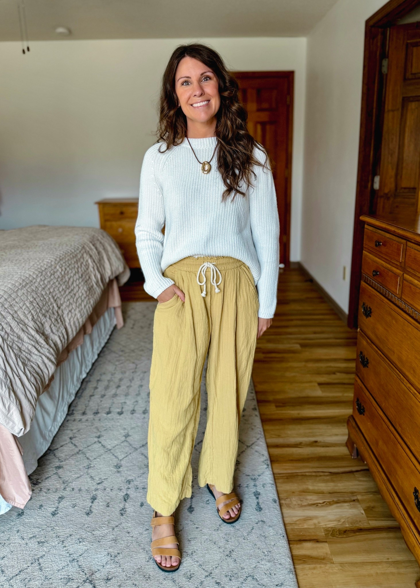 Spring dressy outfit idea! For Easter, graduation, wedding or baby shower, mother’s day, etc☀️✨💛


Small in my cotton sweater, xs petite in my gauze cotton pants, and size 6 in my sandals. Love them! 

#LTKootd #LTKSaleAlert #LTKPetite