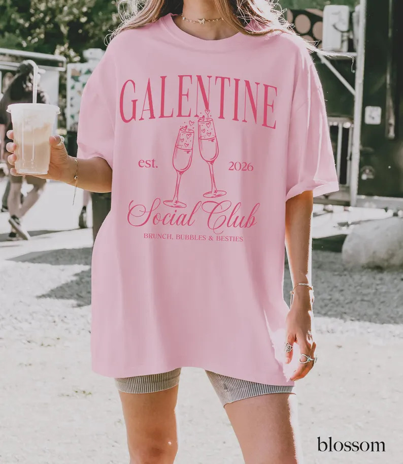 Comfort Colors® Galentine Social Club Shirt, Galentines Day Party Shirt - Etsy | Etsy (US)