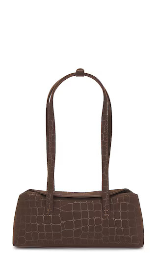X Freja New York Mini Chrystie Bag in Chocolate Suede Croc | Revolve Clothing (Global)