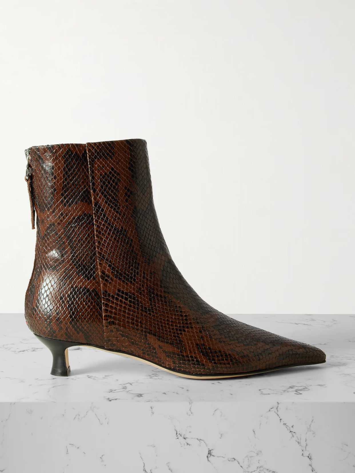 Aeyde - Zoe Snake-effect Leather Point-toe Ankle Boots - Animal print | NET-A-PORTER (US)