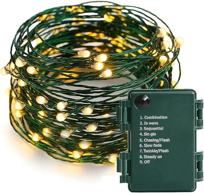 Battery Operated Starry Lights - 18FT 50 Micro LEDs, Warm White, Waterproof, Christmas Tree, Wrea... | Amazon (US)
