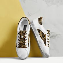 Leopard Pattern Lace-up Sneakers | ROMWE