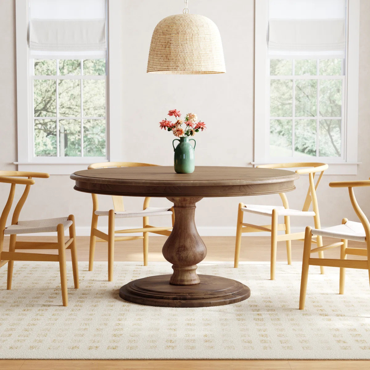 Albia 54" Solid Wood Pedestal Dining Table | Wayfair North America