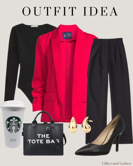 These Scoop Blazers from Walmart are so cute and great quality. These are best sellers and always sell out so fast! They now have red for the Holidays! I have the black one.
Scoop Women's Relaxed Scuba Knit Blazer with Scrunch Sleeves, Sizes XS-XXL

Abercrombie trouser pants, bodysuit, the tote bag Amazon, black pumps, workwear, holiday outfit idea

#LTKworkwear #LTKHoliday #LTKSeasonal