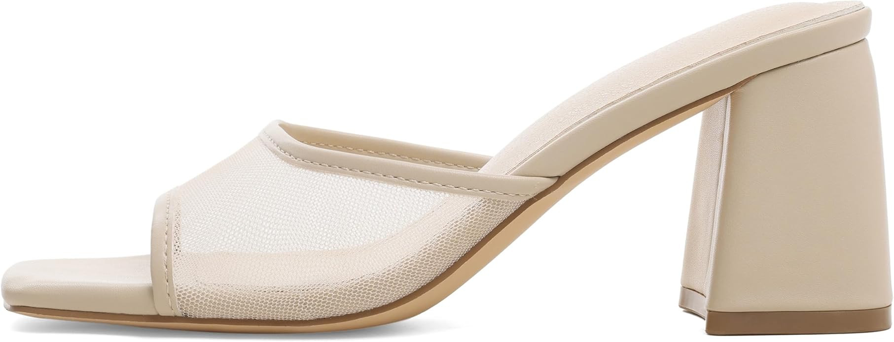 Mattiventon Heeled Sandals for Women Slide Sandals Square Open Toe Mules Chunky Heels Slip On Sum... | Amazon (US)