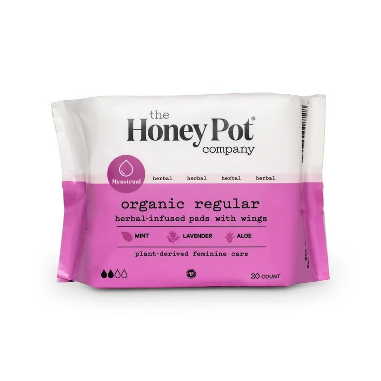 The Honey Pot Company, Herbal Regular Pads with Wings, Organic Cotton Cover, 20 ct. | Walmart (US)