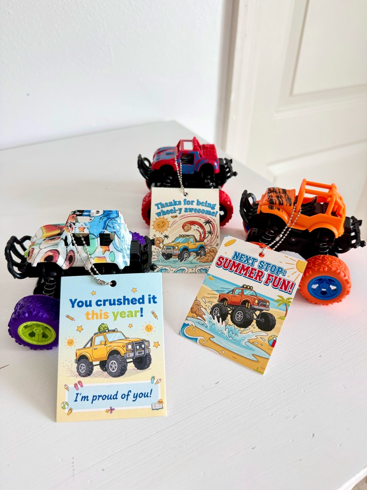 12 Pcs End of the Year Student Gifts Monster Truck Pull Back Cars with Encouragement Cards Keychains Classroom Summer Gifts from Teacher

#LTKKids