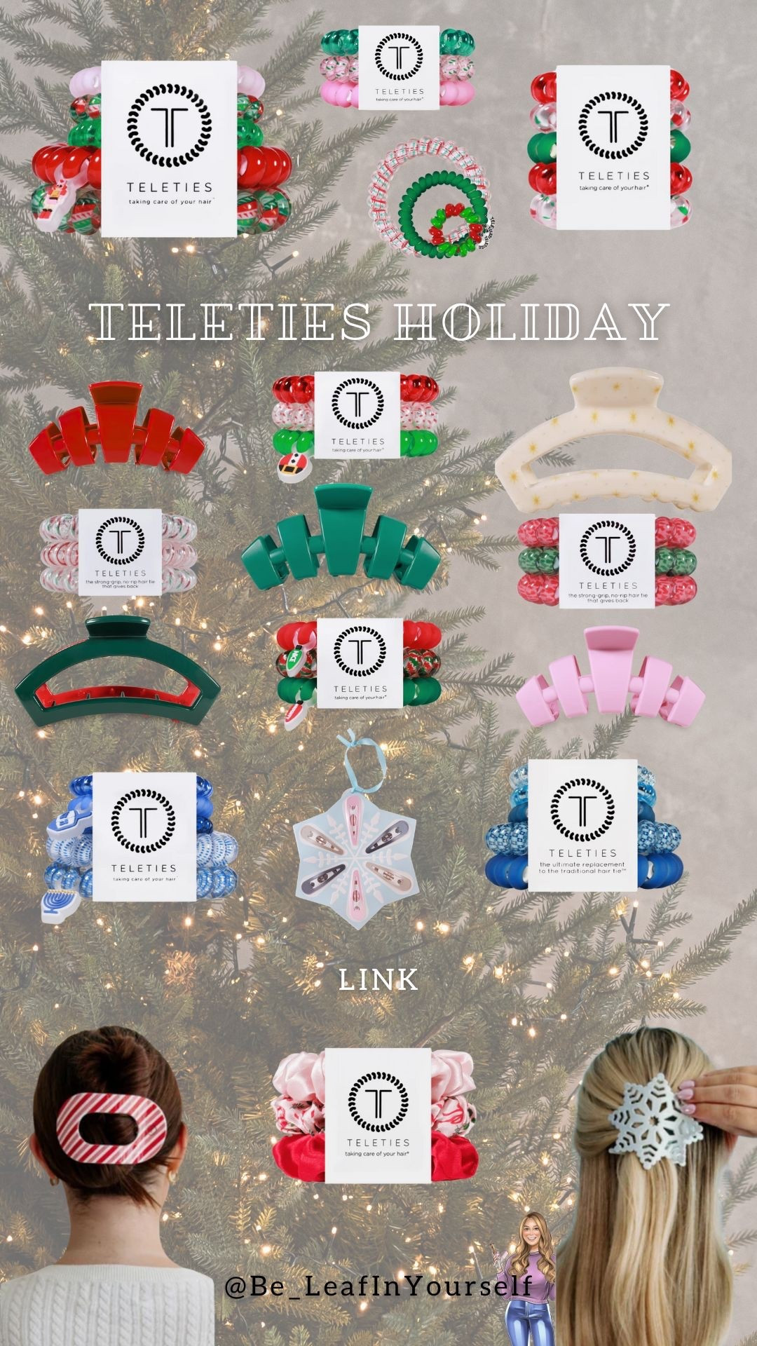 ✨TELETIES HOLIDAY DROP✨
Holiday hair accessories are HERE and they’re so festive! Linking all the Teleties hair clips, hair ties, holiday gift sets, stocking stuffers, hair care must-haves, and Christmas beauty favorites 🎄🎁

Shop the look:
✔️ Teleties Holiday Hair Clips
✔️ Candy cane claw clip
✔️ Snowflake hair clip
✔️ Red + green hair ties
✔️ Pink Christmas hair elastics
✔️ Limited edition Teleties gift set
✔️ Hair accessories for long hair + thick hair
✔️ Stocking stuffer ideas for girls, teens, moms, friends
✔️ Holiday gift ideas 2024 / Christmas gift guide
✔️ Cozy winter hair essentials
✔️ Cute hair claws and spiral hair ties

Perfect for:
🎀 Christmas party hairstyles
🎀 Holiday glam + casual cozy looks
🎀 Matching festive accessories for besties
🎀 Secret Santa, teacher gifts, coworker gifts
🎀 Press-on nail & hair accessory combo moments (you know I’m wearing mine!)

Tap LINK to shop all styles on LTK ✨
@Be_LeafInYourself #LTKHoliday #LTKGiftGuide #LTKHair #HolidayHairAccessories #Teleties #ChristmasGifts #StockingStuffers #GiftIdeas #HairClipObsessed

#LTKHoliday #LTKSeasonal #LTKGiftGuide