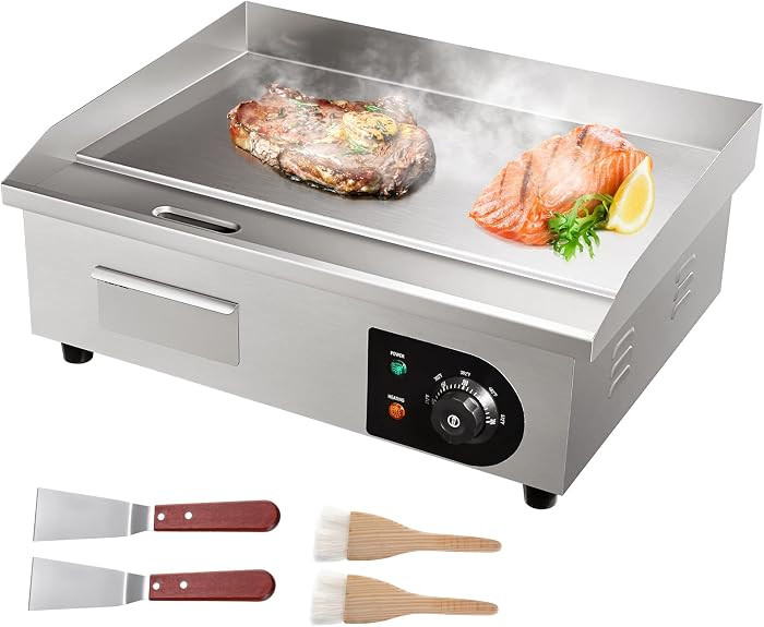 VEVOR Commercial Electric Griddle, 22", 1600W Countertop Flat Top Griddle, Stainless Steel Teppan... | Amazon (US)