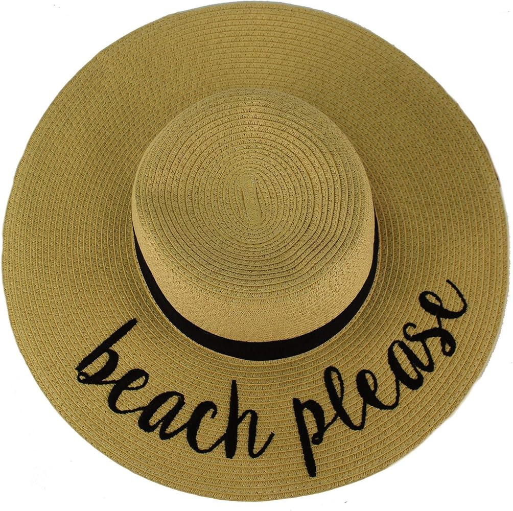 C.C Fun Verbiage Elegant Wide Brim 4" Summer Derby Beach Pool Floppy Dress Sun Hat | Amazon (US)