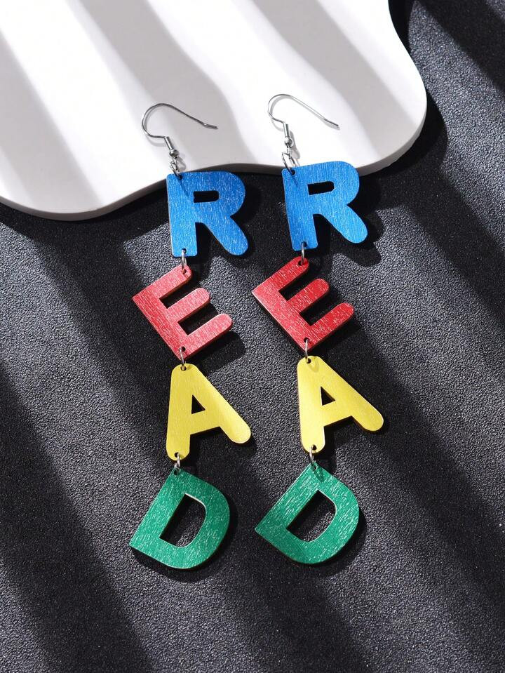 1pair Dopamine Campus Earrings With UV Printing, Back-To-School Party Gift Accessories | SHEIN