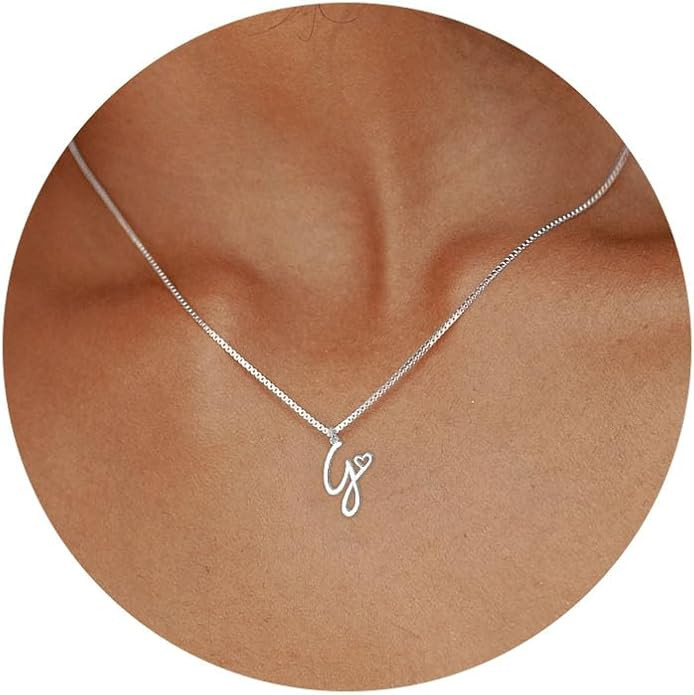Initial Necklaces for Women Trendy, Dainty Silver Letter Necklace Cute Pendant Choker Name Neckla... | Amazon (US)