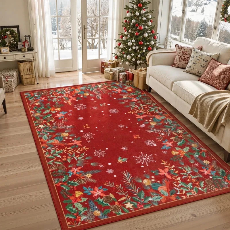 Wonnitar 5x7 Christmas Rug Washable Xmas Rug Low-Pile Non-Slip Holiday Rug for Living Room, Kitch... | Walmart (US)