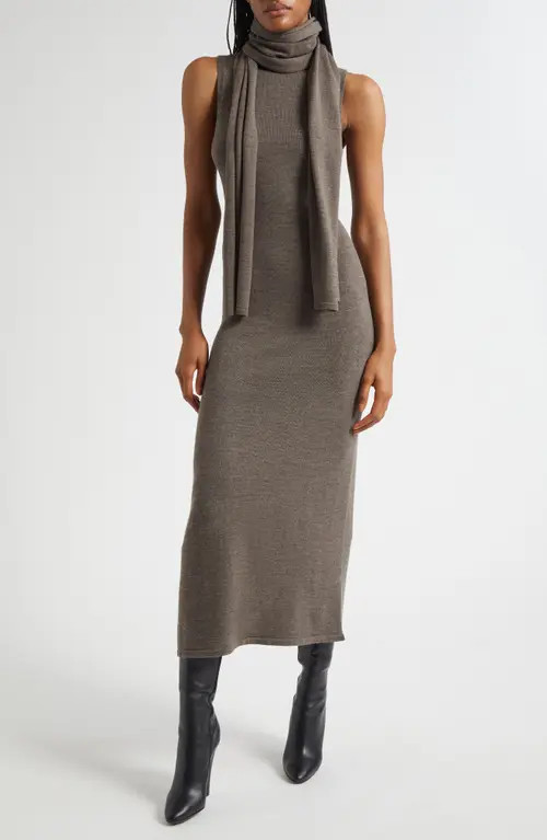 STAUD Canal Sleeveless Merino Wool Midi Dress in Truffle at Nordstrom, Size Large | Nordstrom