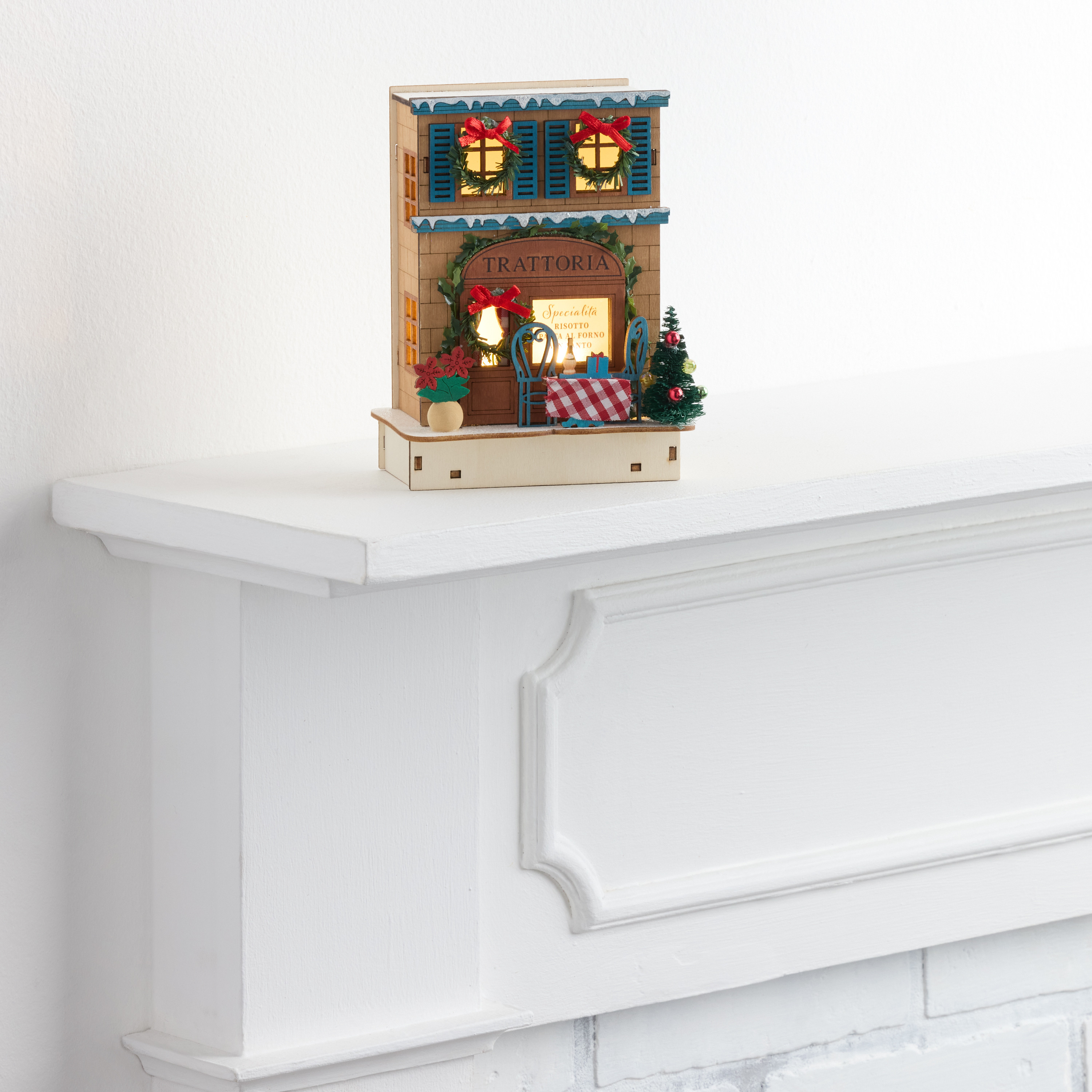 Laser Cut Wood Holiday Trattoria LED Light Up Decor | World Market