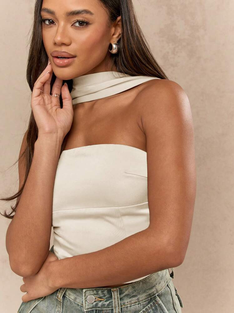 MISSGUIDED Satin Neck And Back Detail Bandeau Top | SHEIN