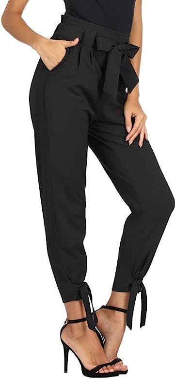 GRACE KARIN Women's Casual Elastic Waist Cropped Pants Trousers Black at Amazon Women’s Clothin... | Amazon (US)