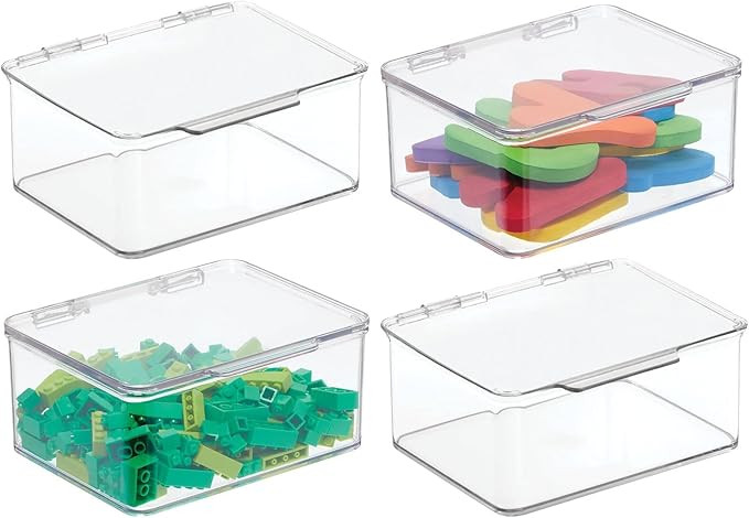 mDesign Durable Plastic Storage Bin Stackable Organizer Tote w/Secure Lid, Container for Toy Orga... | Amazon (US)