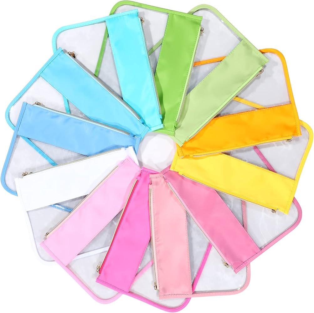 12 Pieces Clear Zipper Pouch for Travel Nylon Makeup Bag Waterproof Snack Stuff Pouches Cute Purs... | Amazon (US)