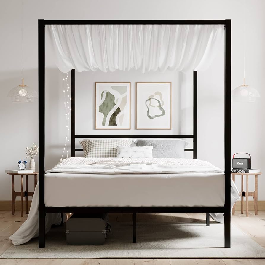 ikalido Full Size Metal Canopy Bed Frame, Modern Four-Poster Platform Bed Frame, Mattress Foundat... | Amazon (US)