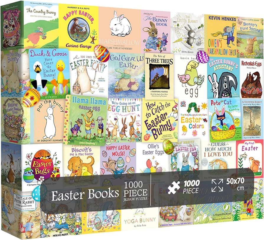 Easter Book Puzzles for Adults 1000 Pieces, 39 Classic Easter Bunny Stories Book Covers Puzzle, C... | Amazon (US)