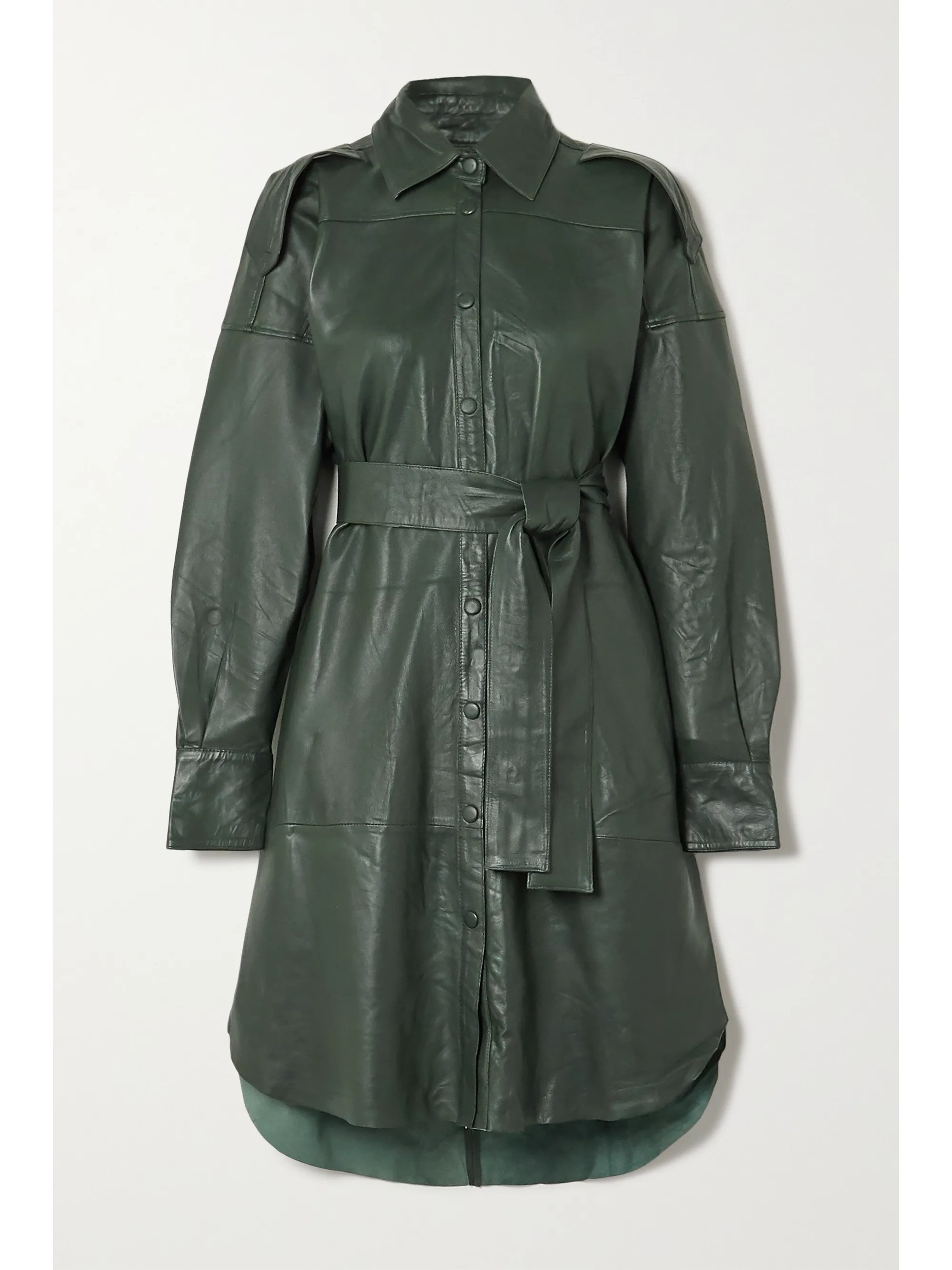 Lavare belted leather shirt dress | NET-A-PORTER (US)