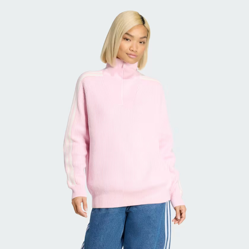 ADIDAS ORIGINALS FUNNEL NECK QUARTER ZIP Sweatshirt - Pink | Free Shipping with adiClub | adidas ... | adidas (US)