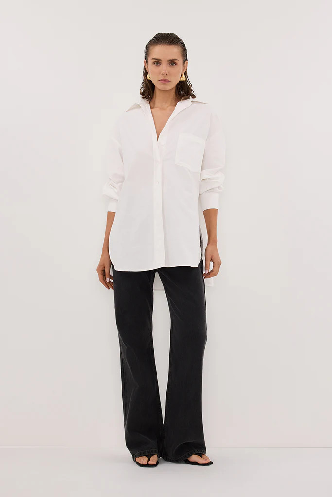 RHEA 2.0 WHITE OVERSIZED COTTON SHIRT | DISSH