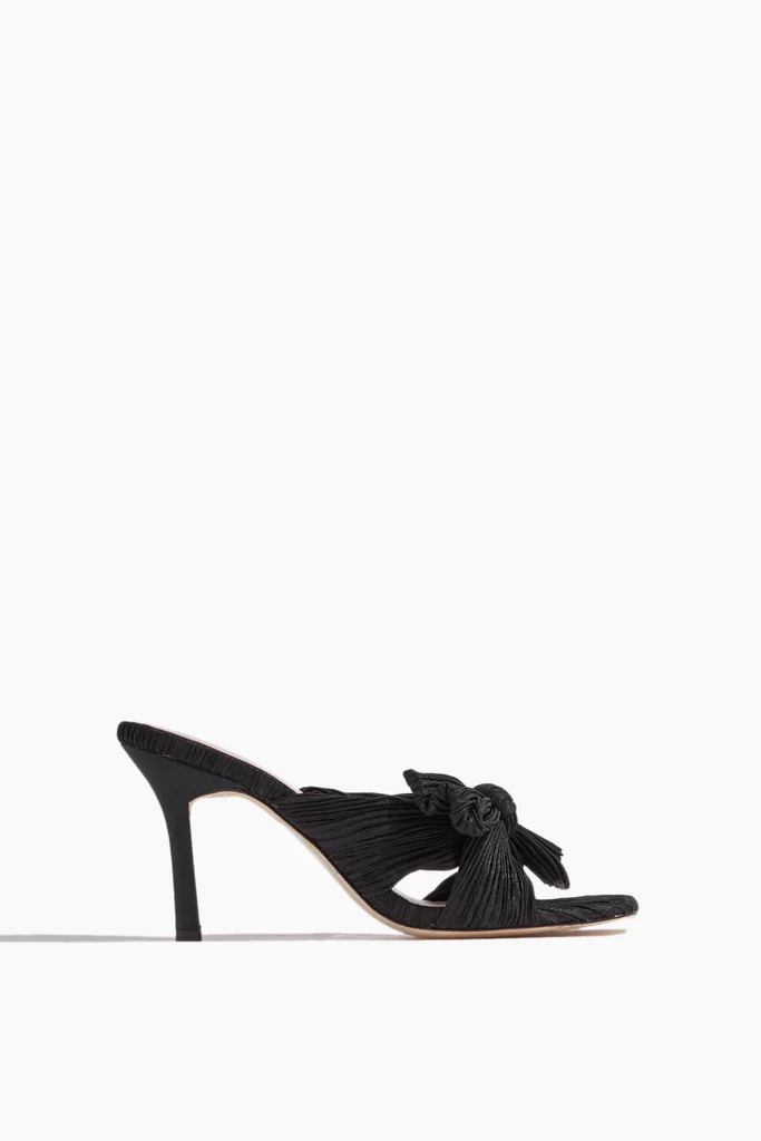 Claudia Pleated Skinny Heel Mule in Black | Hampden Clothing
